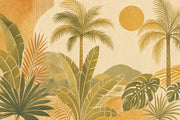 Watercolor Texture Wallpaper Tropical Retro Wall Mural design