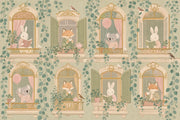 Storybook Animals Wallpaper Arched Windows Removable Whimsical Wall Decor design