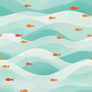 Ocean Waves Wallpaper Coastal Removable Fish Wall Double Roll design