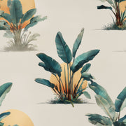 Tropical Botanical Wallpaper Banana Leaves Cream Background Decorative Mural design