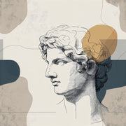 Classical Bust Wallpaper Greco Roman Statue Removable Abstract Shapes Wall Double Roll design