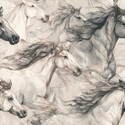 Equestrian Wallpaper Line Art Monochrome Removable Wall Decor design