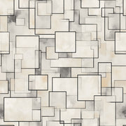 Abstract Geometric Wallpaper Overlapping Rectangles Black Outline Decorative Mural design