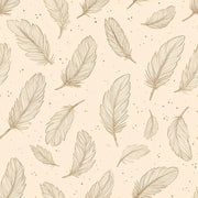 Feathers Wallpaper Line Art Beige Background Decorative Mural design