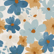 Abstract Floral Wallpaper Oversized Flowers Dusty Blue Removable Wall Decor design