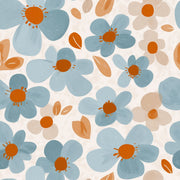 Oversized Daisies Wallpaper Dusty Blue Hand Painted Removable Wall Decor design