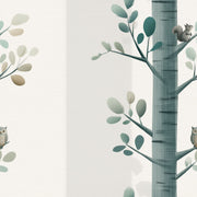 Woodland Wallpaper Tree Branches Removable Squirrel Wall Double Roll design