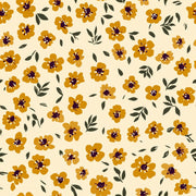 Mustard Yellow Flowers Wallpaper Cream Background Modern Botanical Decorative Mural design