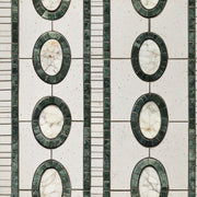 Geometric Mosaic Wallpaper Oval Medallions Art Deco Inspired Decorative Mural design