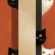 Cat Illustration Wallpaper Striped Background Modern Minimalist Removable Wall Decor design