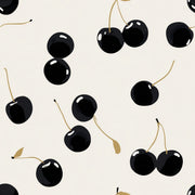 Cherries Wallpaper Black Fruit Cream Background Removable Wall Decor design