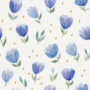 Blue Floral Wallpaper Tulip Pattern Removable Watercolor Flowers Wall Double Roll design
