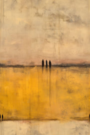 Abstract Landscape Wallpaper Golden Ochre Minimalist Horizon Removable Wall Decor design