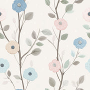 Pastel Floral Wallpaper Botanical Branches Cream Background Decorative Mural design