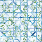 Blue Trellis Wallpaper Geometric Lattice Removable Green Vines Wall Double Roll design