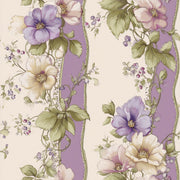 Floral Wallpaper Purple Striped Background Removable Botanical Illustration Wall Double Roll design