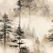 Misty Forest Wallpaper Foggy Woodland Tree Silhouette Decorative Mural design