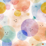 Watercolor Texture Wallpaper Pastel Circles Smiley Faces Removable Wall Decor design