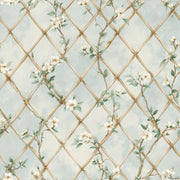 Trellis Lattice Wallpaper Bamboo Rattan White Blossoms Decorative Mural design