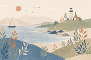 Watercolor Texture Wallpaper Coastal Nautical Wall Mural design