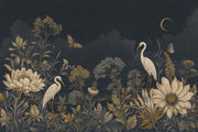 Botanical Floral Wallpaper Navy Night Sky Removable Crescent Moon Wall Decor design