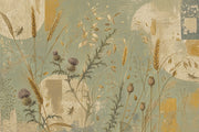 Botanical Meadow Wallpaper Sage Green Wildflower Wall Mural design