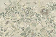 Vintage Botanical Wallpaper Birds and Nest Wall Mural design