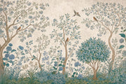 Blue Blossom Bird Wallpaper Vintage Botanical Wall Mural design