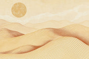 Abstract Desert Landscape Wallpaper Sun Dotted Waves Wall Mural design