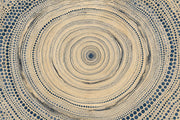 Abstract Dot Spiral Wallpaper Blue and Tan Wall Mural design