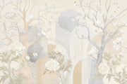 Magnolia Bird Wallpaper Neutral Chinoiserie Branches Wall Mural design