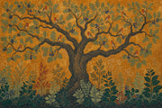 Tree and Birds Wallpaper Golden Forest Wall Mural design