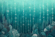 Underwater Abstract Wallpaper Teal Bubble Dots Wall Mural design
