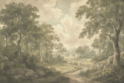Muted Green Wallpaper Scenic Landscape Removable Wall Decor design