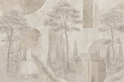 Mediterranean Landscape Wallpaper Tuscan Trees Textured Plaster Wall Mural design