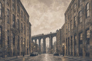 Industrial Cityscape Wallpaper Vintage Urban Brick Buildings Wall Mural design