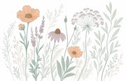 White Background Wallpaper Minimal Botanical Wall Mural design