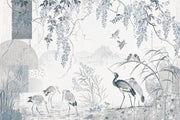 Chinoiserie Wallpaper Watercolor Birds Wall Mural design