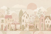 Watercolor Texture Wallpaper Pastel Village Removable Circus Wall Decor design