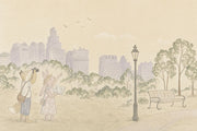 City Park Wallpaper Watercolor Storybook Animals Wall Mural design
