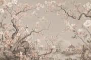 Chinoiserie Wallpaper Floral Landscape Removable Wall Decor design