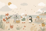 Coastal Wallpaper Cute Animals Removable Music Wall Decor design
