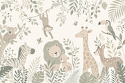 Jungle Animals Wallpaper Safari Nursery Watercolor Wall Mural design