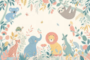 Tropical Jungle Wallpaper Nursery Animals Safari Removable Wall Decor design