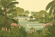 Shades Of Green Wallpaper Tropical Garden Poolside Wall Mural design