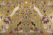Floral Wallpaper Birds Gold Removable Wall Decor design