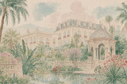 Muted Green Wallpaper Tropical Landscape Removable Palace Wall Decor design