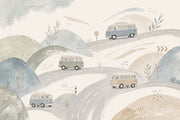 Watercolor Landscape Wallpaper Camper Vans Scandinavian Style Wall Mural design
