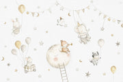 Nursery Wallpaper Watercolor Animals Celestial Removable Wall Decor design