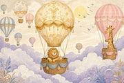 Hot Air Balloons Wallpaper Lion Giraffe Removable Wall Decor design